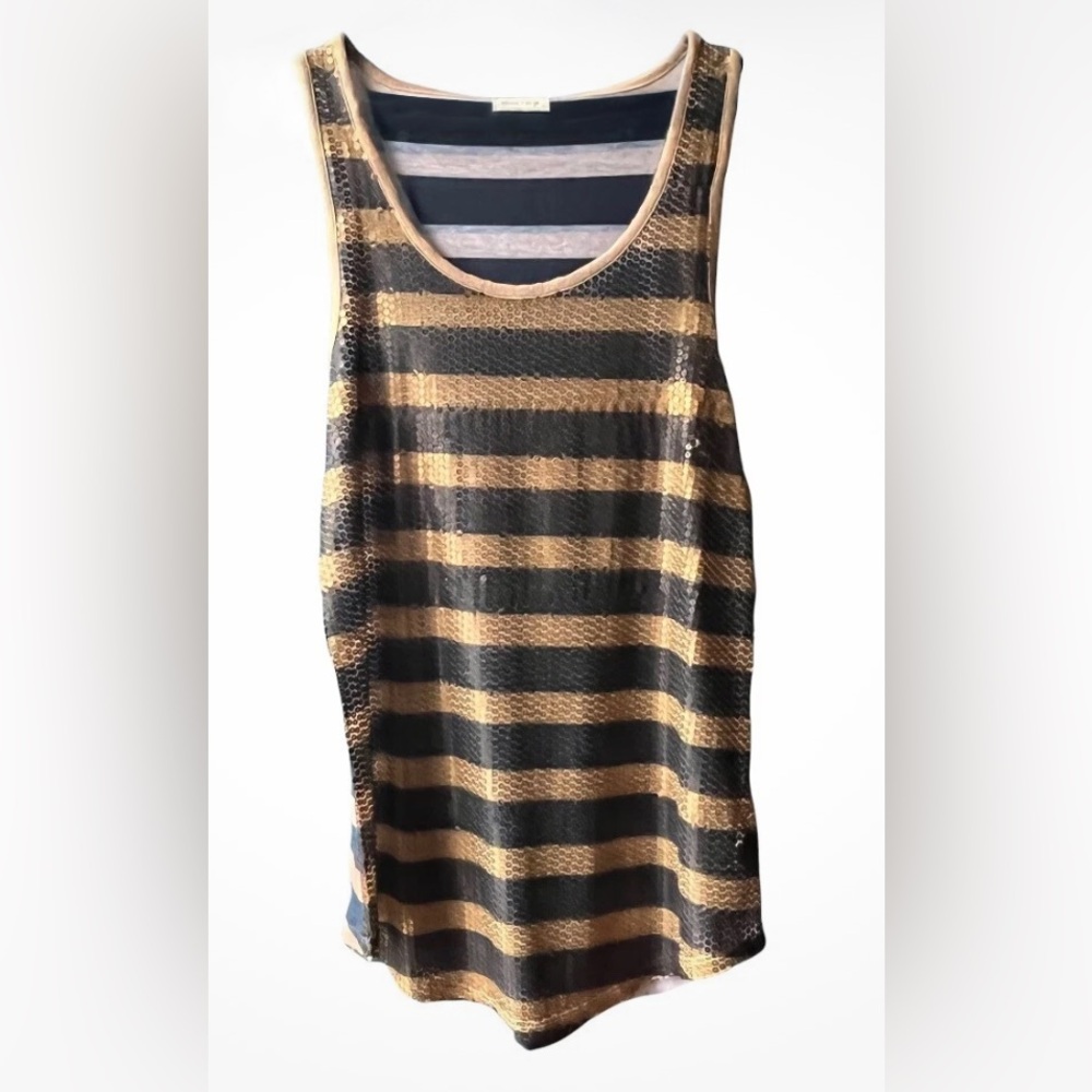 Worn once for TV promo photo shoot sequin top striped gold and grey S